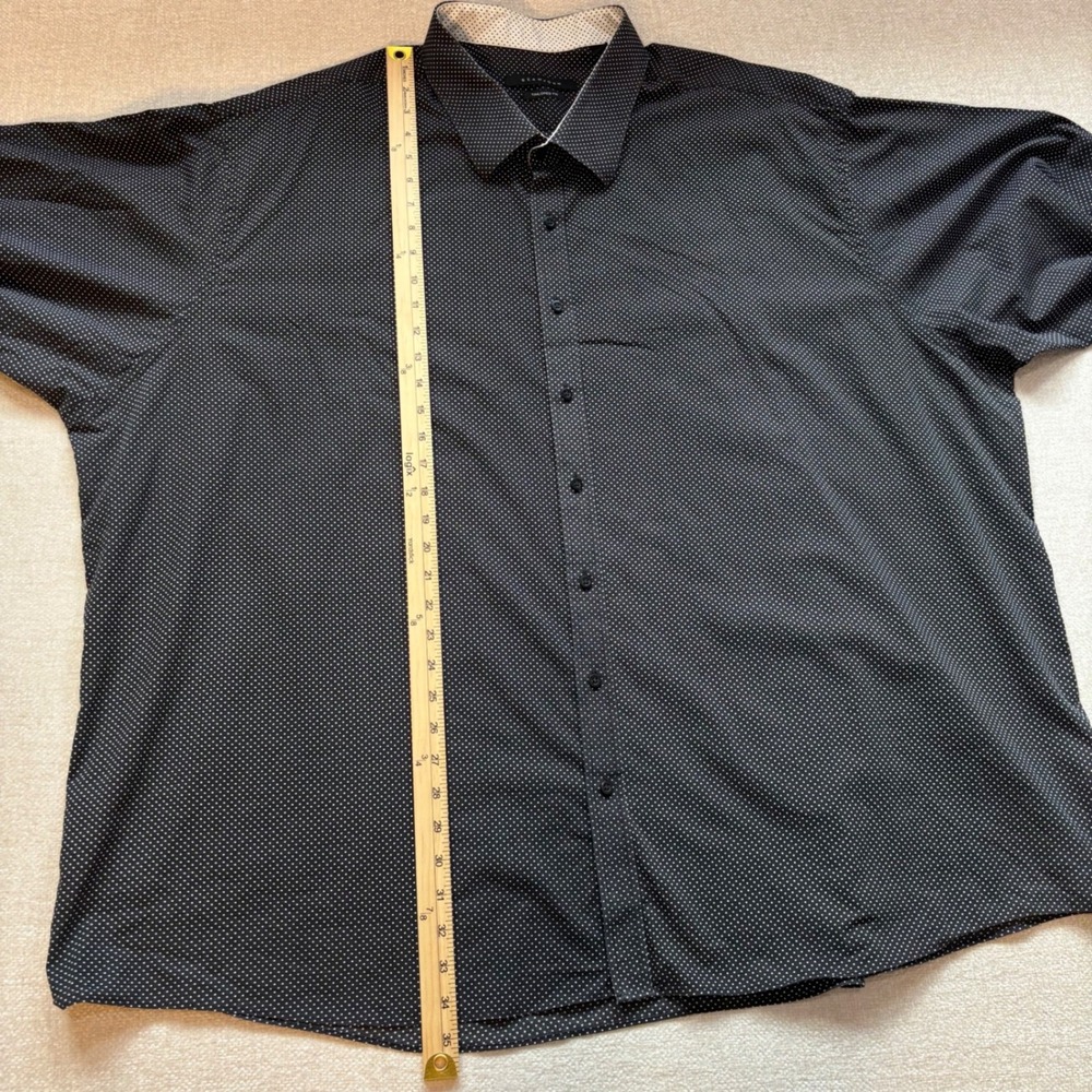 Sean John Men Black White Polka Dot Tailored Fit Button Down Shirt 22 37/38 Tall - Picture 7 of 7